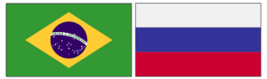 Флаги Бразилии и России